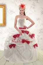 Cheap White Quinceanera Dresses with Beading and Bowknots For 2015 XFNAO722FOR  