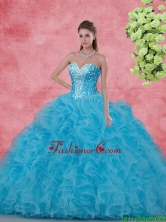 Elegant Ball Gown Beaded Quinceanera Dresses in Aqua Blue SJQDDT106002FOR