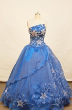 Elegant Ball gown Strapless Floor-length Organza Royal blue Quinceanera Dresses Style FA-W-122