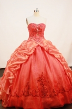 Exquisite Ball Gown Strapless Sweep Train Taffeta Orange Quinceanera Dresses Style FA-W-194