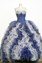 Gorgeous Ball Gown Sweetheart Floor-length Blue Organza Beading Quinceanera dress Style FA-L-380