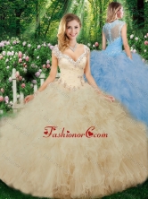 Luxurious Ball Gown Beading Quinceanera Dresses with Cap Sleeves SJQDDT330002FOR