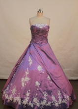 Modest Ball gown Strapless Floor-length Quinceanera Dresses Appliques Style FA-Z-0079