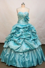 New Ball gown Strapless Floor-length Taffeta Teal Quinceanera Dresses Style FA-W-138