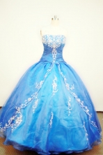 Popular Ball gown Strapless Floor-length Blue Quinceanera Dresses Style FA-W-081