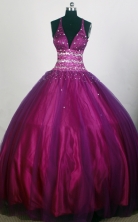 Pretty  Ball Gown Halter top Floor-length Quinceanera Dress ZQ12426074