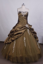 Pretty Ball Gown Strapless FLoor-Length Light Blue Beading and Vintage Quinceanera Dress Style L0402402  