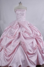 Pretty Ball gown Strapless Floor-Length Baby pink Quinceanera Dresses Style FA-Y-15
