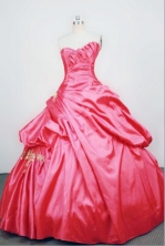 Unique Ball gown Strapless Floor-length Taffeta RedQuinceanera Dresses Style FA-W-063