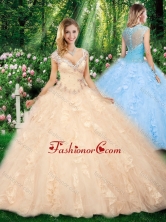 Vintage Straps Beading Champagne Sweet 16 Dresses SJQDDT323002FOR
