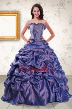 2015 Beaded and Pick ups Purple Quinceanera Dresses with Brush Train XFNAO467FOR