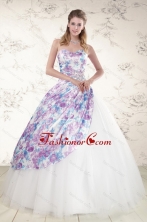 2015 Unique Puffy Multi Color Quinceanera Dresses with Beading XFNAO332FOR