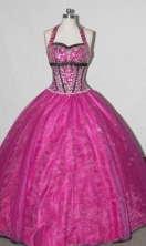 Affordable Ball Gown Halter top Floor-length Quinceanera Dresses with Beadings and Sequins Style FA-Z-0033