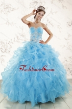 Aqua Blue Ball Gown Sweetheart Beading Sweet 16 Dresses XFNAOA45FOR