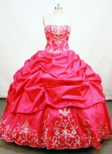 Elegant Ball Gown Strapless Floor-length Taffeta Red Quinceanera Dresses Style FA-C-025