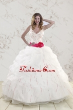 Elegant Halter Belt Beading White 2015 Quinceanera Dresses XFNAO222FOR