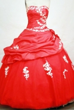 Exclusive Ball Gown Sweetheart Neck Floor-lengthTaffeta Red Quinceanera Dresses Style FA-C-015 