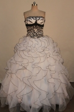 Exquisite Ball Gown Strapless Floor-Length White Appliques Quinceanera Dresses Style FA-S-294
