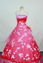 Lovely ball gown strapless floor-length pink quinceanera dress FA-X-026 