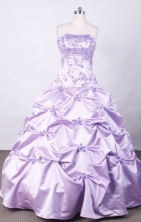Luxurious Ball Gown Strapless FLoor-Length Blue Appliques And Beading Quinceanera Dresses Style FA-S-122