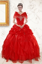 Most Popular Sweetheart Beading Quinceanera Dresses in Red XFNAO342AFOR