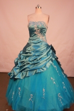 Popular Ball Gown Strapless Floor-Length Blue Beading Quinceanera Dresses Style FA-S-150