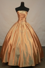 Popular Ball Gown Strapless Floor-Length Gold Quinceanera Dresses Style FA-S-178