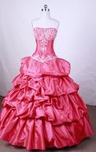 Pretty Ball Gown Strapless FLoor-Length Hot Pink Beading And Appliques Quinceanera Dresses Style FA-S-100
