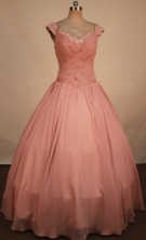 Simpel Ball Gown Off The Shoulder Neckline Floor-Length Light Pink Quinceanera Dresses Style L042407