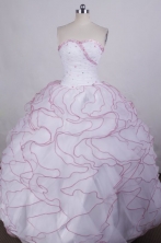 Simpel Ball Gown Strapless FLoor-Length Orangza White Beading Quinceanera Dresses Style FA-S-021