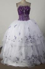 Simple Ball Gown Strapless Floor-length White Quincenera Dresses TD260026
