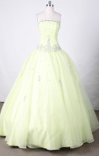 Sweet Ball Gown Strapless FLoor-Length Yellow Beading Quinceanera Dresses Style FA-S-130
