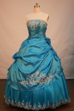 Sweet Ball Gown Strapless Floor-Length Burgundy Beading and Applqiues Quinceanera Dresses Style FA-S-305