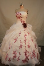 Sweet Ball Gown Strapless Floor-Length White Appliques Quinceanera Dresses Style FA-S-167