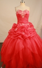 Luxurious Ball Gown Sweetheart Neck Floor-Length Red Beading and Appliques Quinceanera Dresses Style FA-S-286
