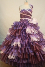 Sweet Ball gown One-shoulder Neck Floor-length Quinceanera Dresses Style FA-C-113