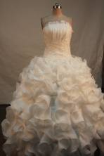 Sweet Ball gown Strapless Floor-length Quinceanera Dresses Appliques with Beading Style FA-Y-00103
