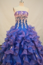 Sweet Ball gown StraplessFloor-length Quinceanera Dresses Appliques with Beading Style FA-Y-0042