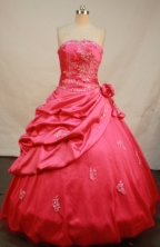 Sweet Ball gown StraplessFloor-length Quinceanera Dresses Embroidery and Appliques Style FA-Y-0016