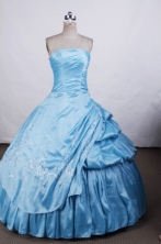Wonderful Ball gown Strapless Floor-length Quinceanera Dresses Embroidery Style FA-Z-0040 