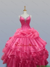 2015 Elegant Straps Quinceanera Prom Dresses with Beading in Organza SWQD003-1FOR