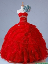 2015 Pretty Strapless Quinceanera Prom Dresses with Beading and Ruffles SWQD011-5FOR