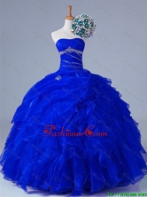 2016 Fall Elegant Strapless Beaded and Ruffles Quinceanera Prom Gowns in Organza SWQD011-2FOR