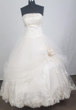 Elegant Ball Gown Strapless Floor-length White Quinceanera Dress LZ426064