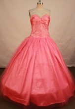 Elegant Ball Gown Sweetheart Floor-length Satin Waltermelon Beading Quinceanera dress Style FA-L-148
