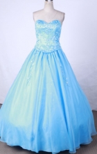 Exquisite Ball Gown Strapless Floor-Length Blue Beading and Embriodery Quinceanera Dresses Style FA-S-213