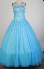 Luxurious Ball Gown Strapless Floor-length Baby Blue Quinceanera Dress X0426051