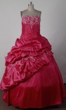 Luxurious Ball Gown Strapless Floor-length Red Quinceanera Dress X0426014