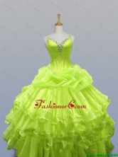 Luxurious Straps Quinceanera Prom Dresses with Ruffled Layers for 2015 Fall SWQD003-4FOR