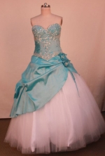 Popular Ball Gown Sweetheart Neck Floor-Length Light Blue Beading Quinceanera Dresses Style FA-S-217